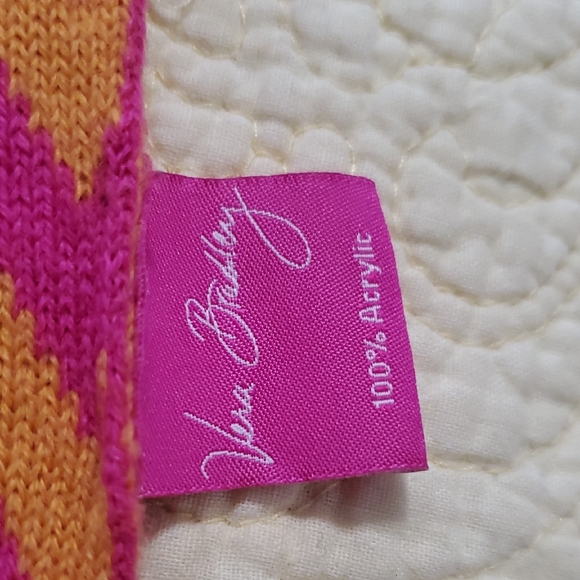 Vera Bradley Orange & Pink Scarf 100% acrylic Chevron - Picture 2 of 3